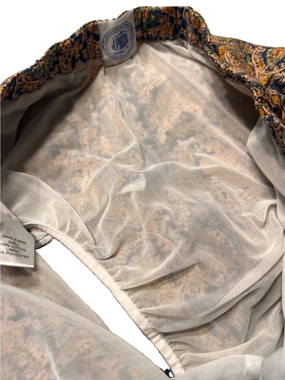 NWOT J. Press Men's Floral Swim Trunks 100% Cotton Mesh Lined Drawstring Shorts